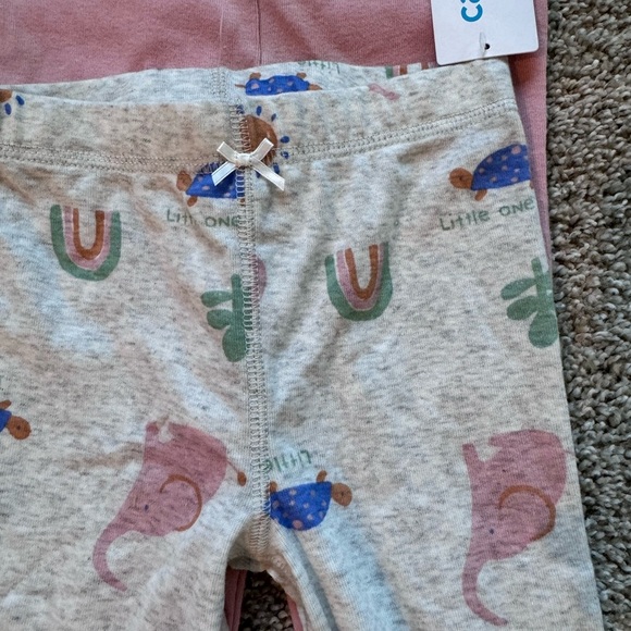 Carters baby girl set of two pants leggings pink rainbows 18 months - Picture 3 of 5